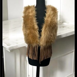 Faux Fur Vest with Fringe